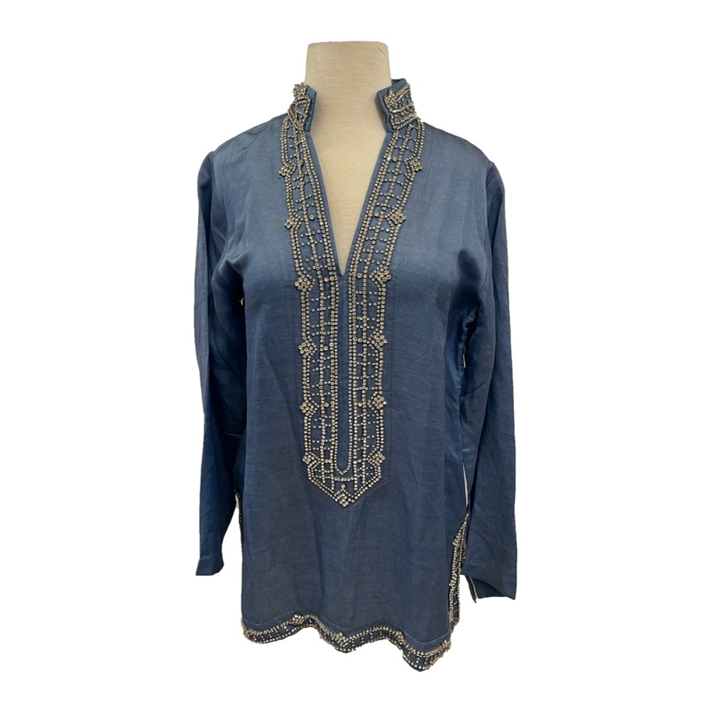 Silk Long Sleeve Embellished Top